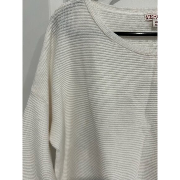 Merona NWT Womens Textured Ribbed White Pullover Tunic Sweater XXL - Picture 4 of 9